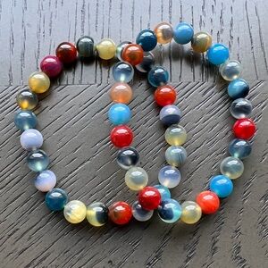 (ONE) Colorful Candy Agate Bracelet 8mm SIZE 6.5-7’